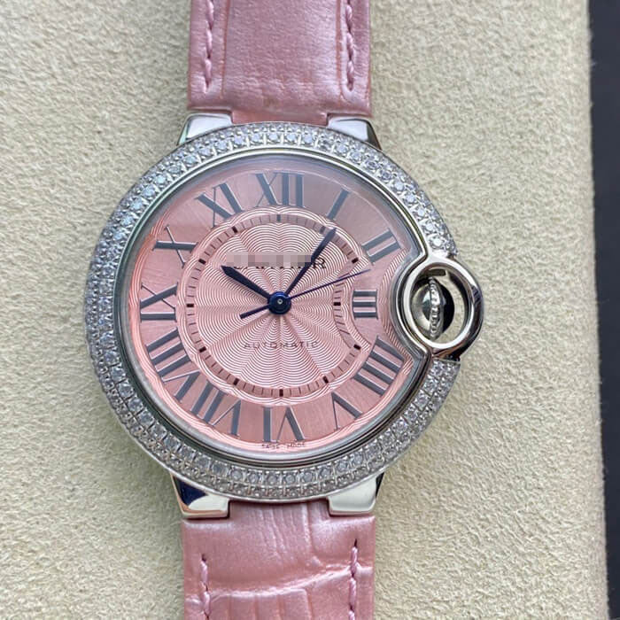 BALLON BLEU DE  33MM V6 FACTORY PINK LEATHER STRAP