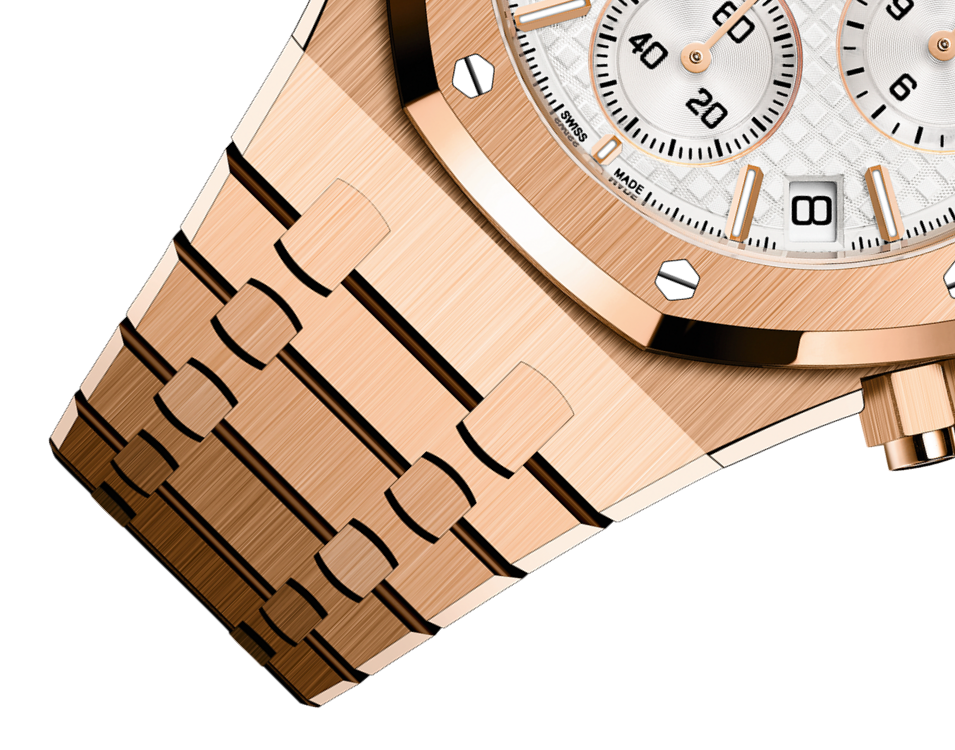 AUDEMARS PIGUET Pink Gold Silver-Toned Dial CHRONOGRAPH 41mm