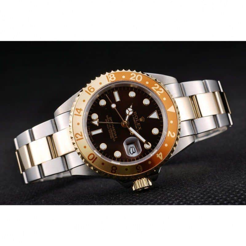 Rolex GMT Master II Gold Colored Ceramic Bezel Brown Dial Watch Men