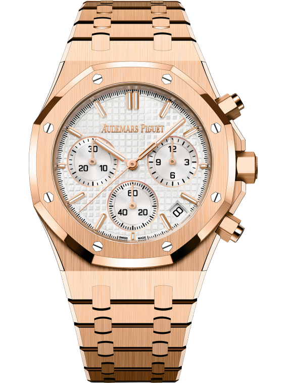 AUDEMARS PIGUET Pink Gold Silver-Toned Dial CHRONOGRAPH 41mm