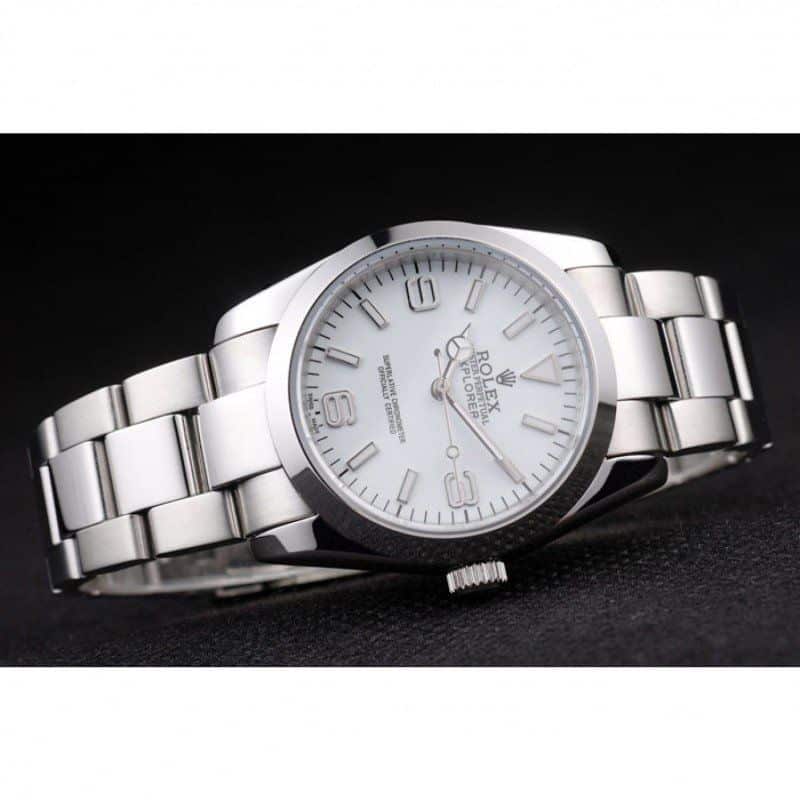 Rolex Explorer Polished Stainless 98086 Steel White Dial Men 37MM