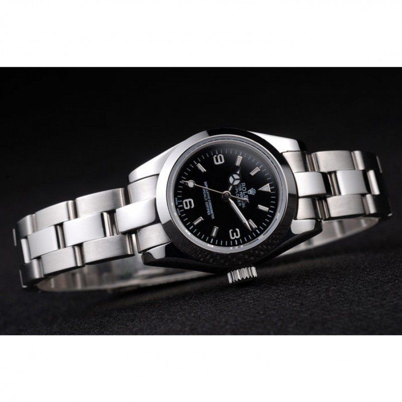 Rolex Explorer Polished Stainless Steel Black Dial 98089 Women 26MM