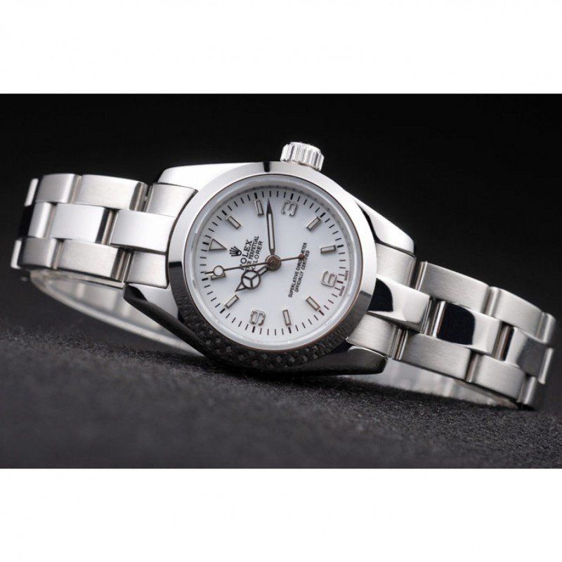 Rolex Explorer Polished Stainless Steel White Dial 98088 Women 26MM